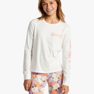 BILLABONG Girl’s white long sleeve t-shirt floral size medium M 8/10